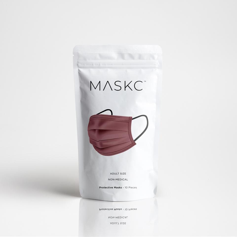 Pack of Dark Red Pleated face masks. Each pack contains stylish high quality face masks. 