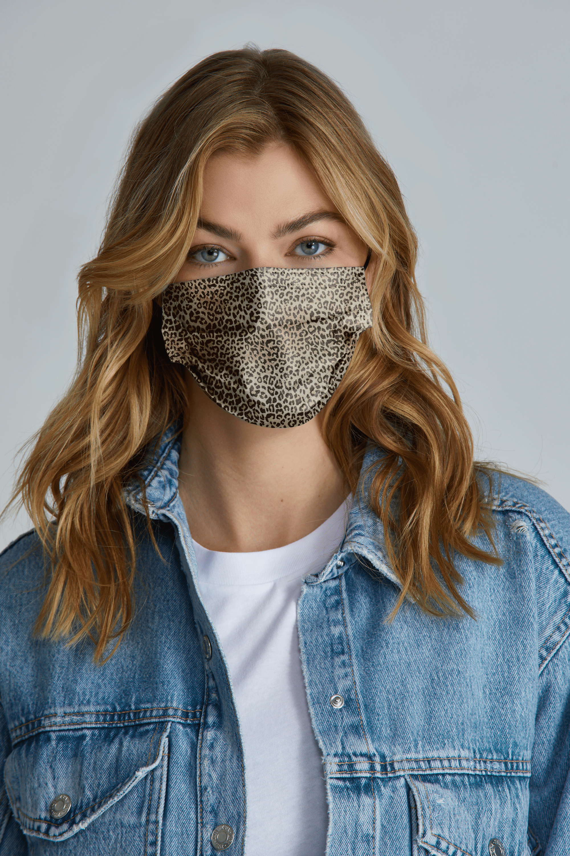 Woman wearing stylish Leopard Printed Pleated face mask, with high quality breathable fabric. 