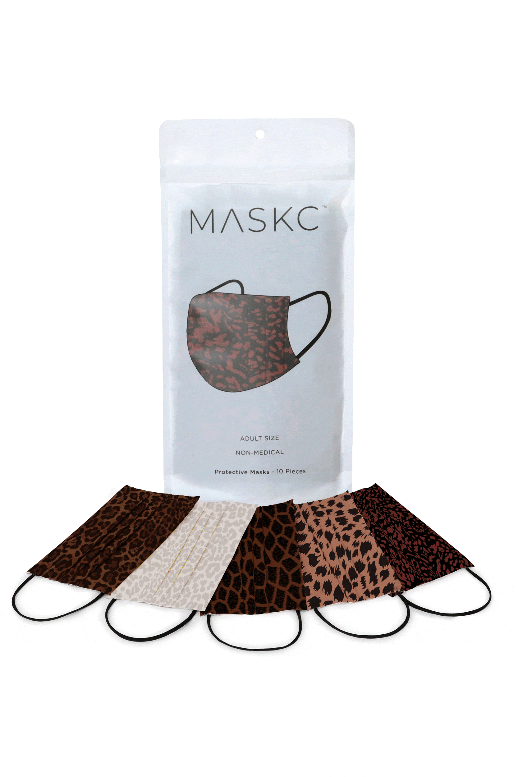 Pack of Animal Print Pleated face masks. Each pack contains stylish high quality face masks. 