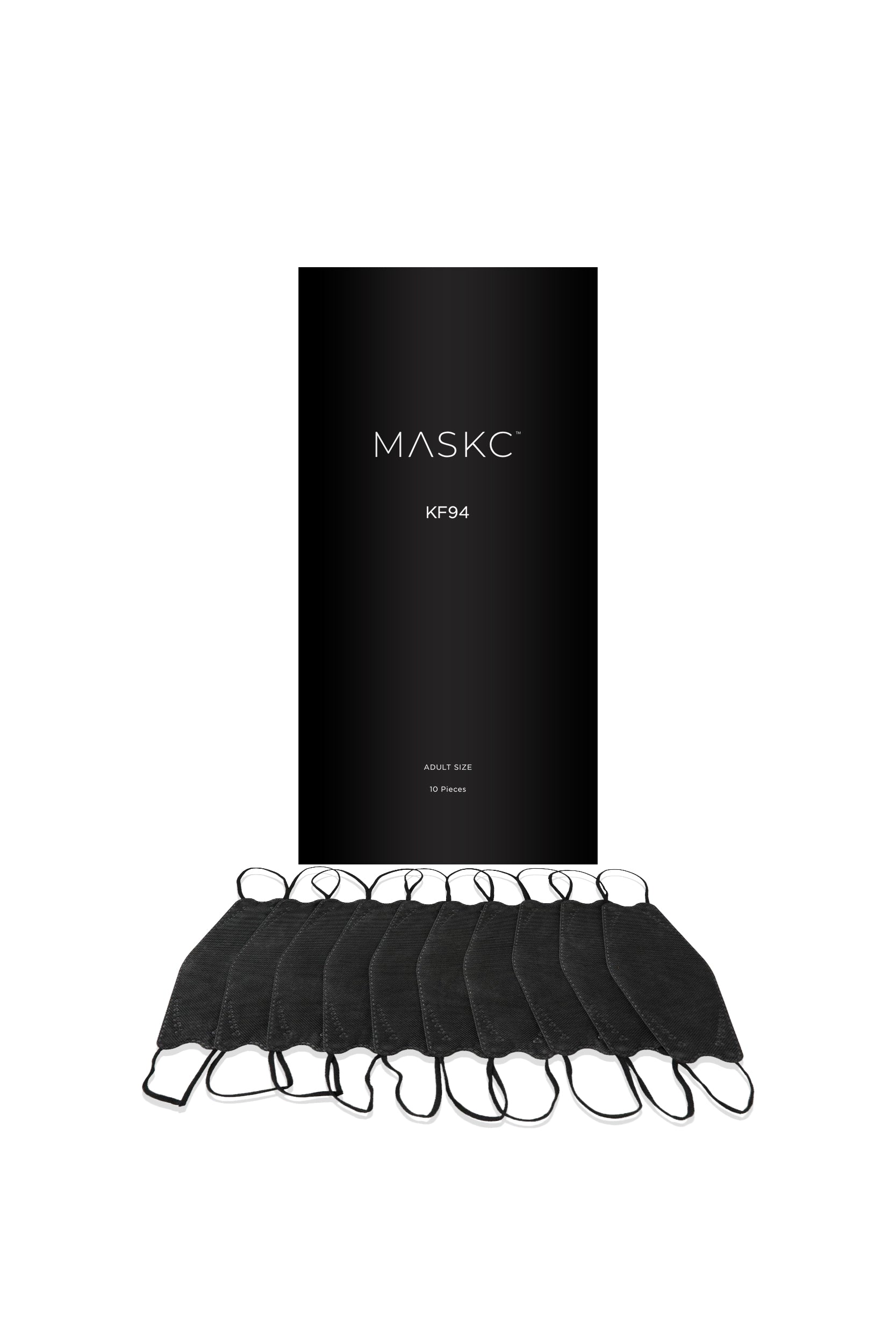 Pack of Black KF94 face masks. Each pack contains stylish high quality face masks. 