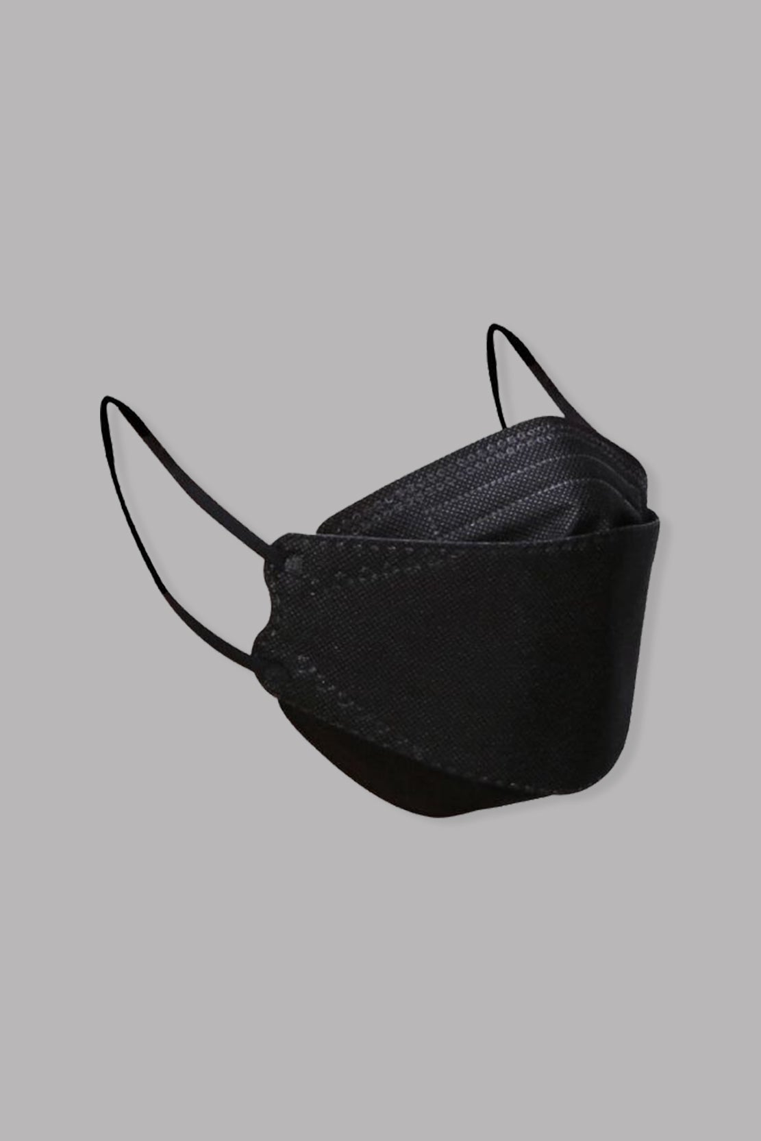 Stylish black KF94 face mask, with soft black ear loops and high quality fabric. 