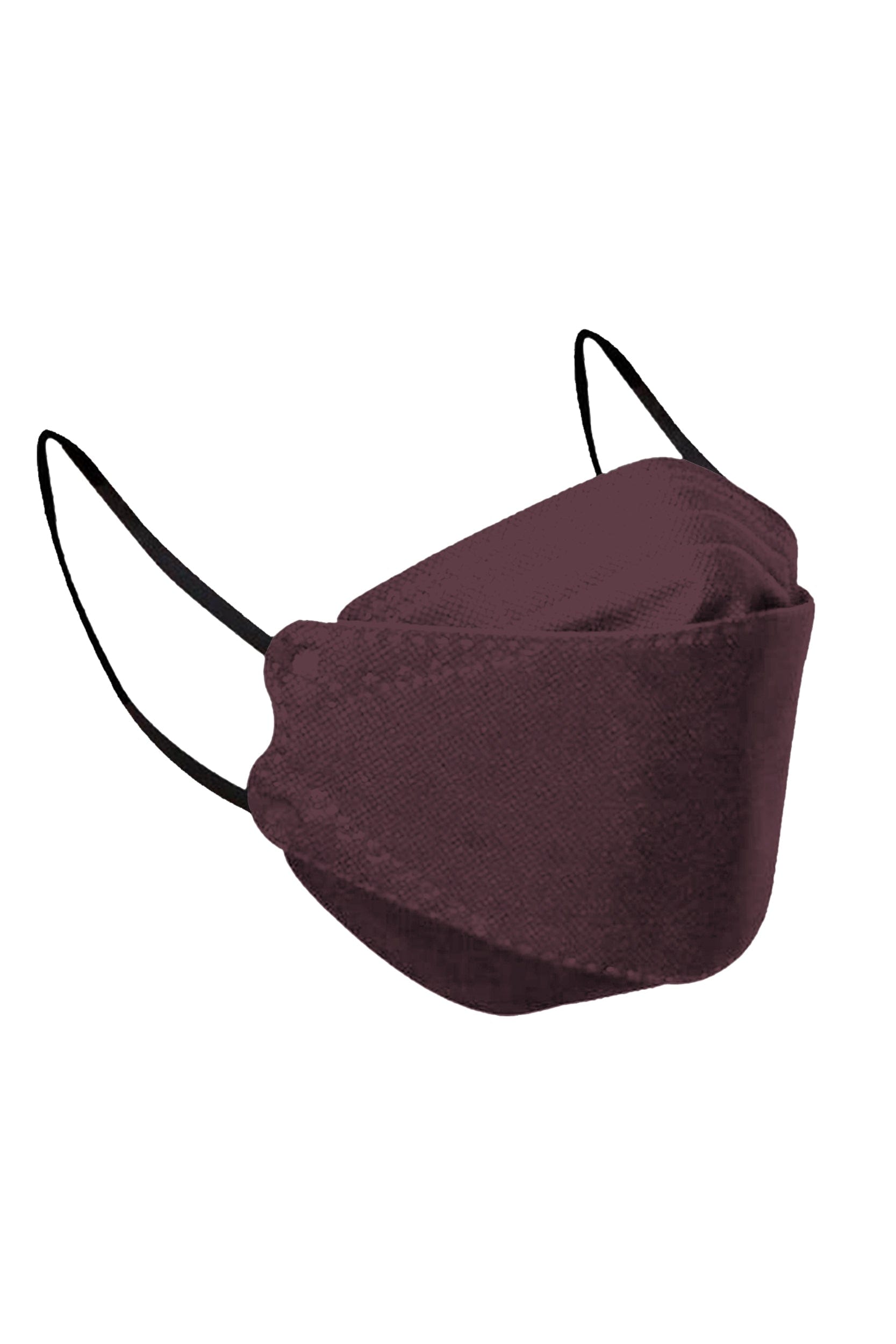 Stylish dark red KF94 face mask, with soft black ear loops and high quality fabric. 