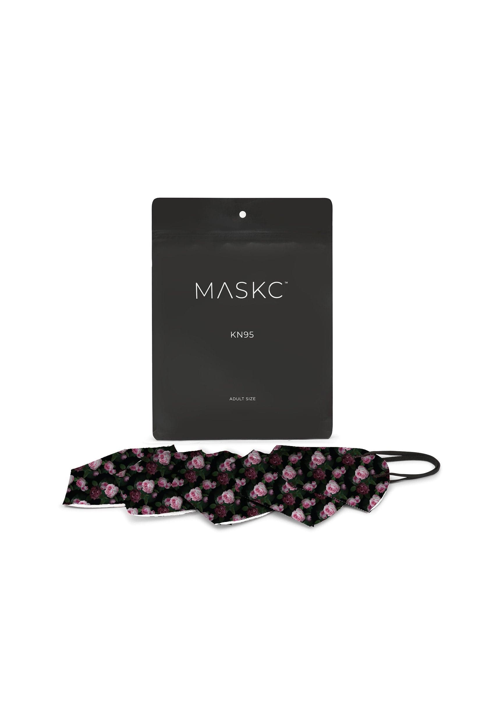 Pack of dark floral printed KN95 face masks. Each pack contains stylish high quality face masks. 