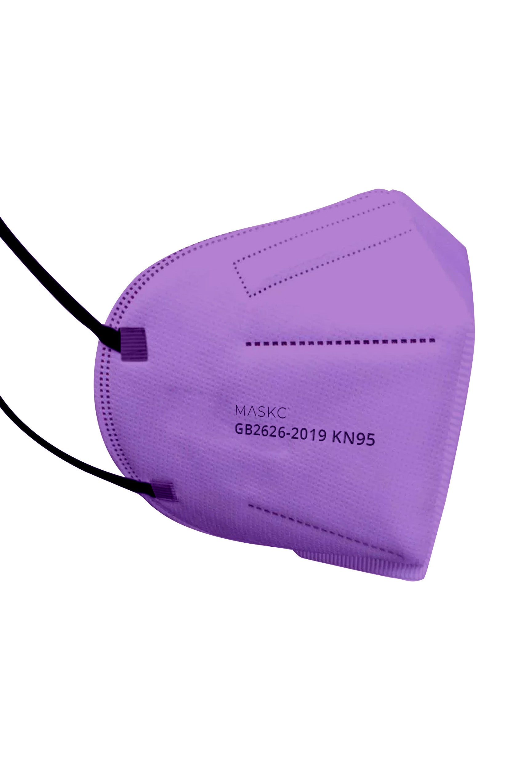 Stylish dark purple KN95 face mask, with soft black ear loops and high quality fabric. 