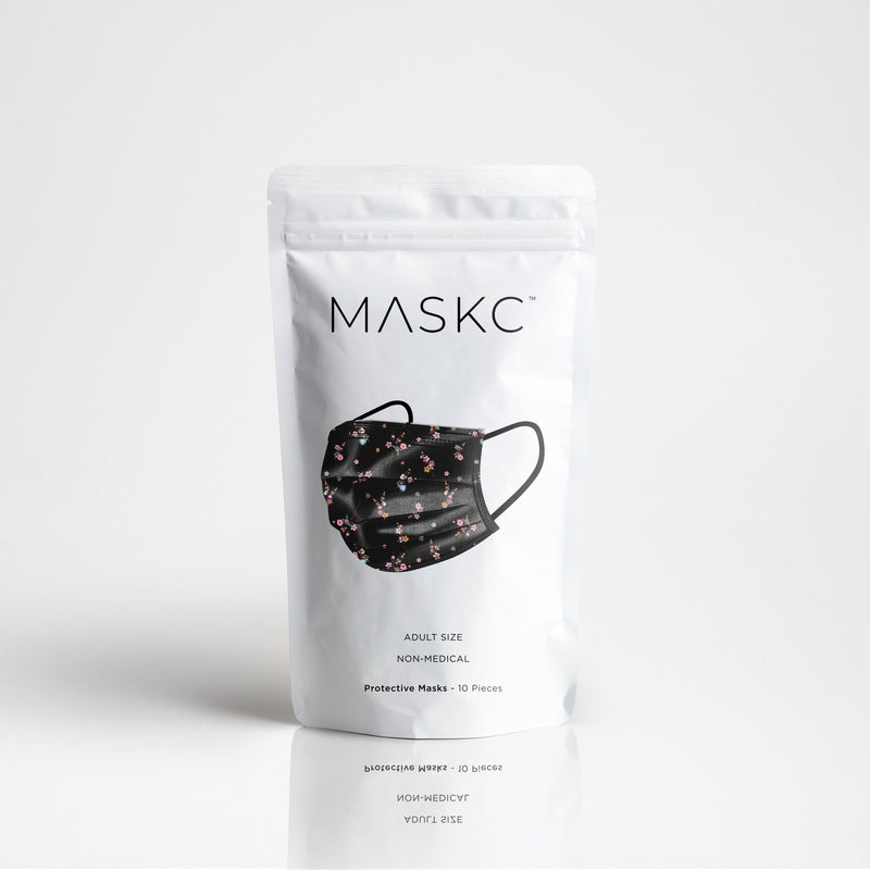 Dark Floral Face Masks - 10 Pack